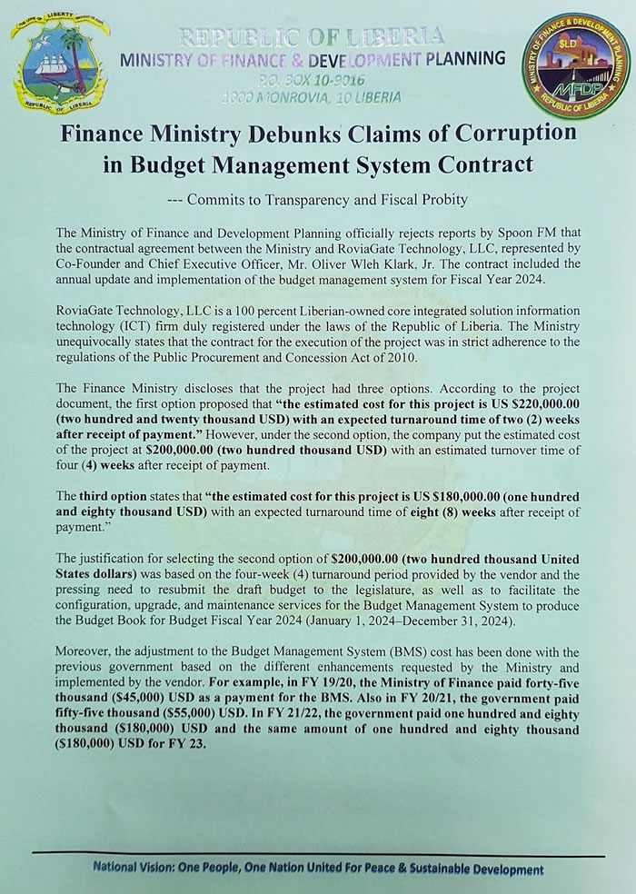 Finance Ministry Debunks Claims of Corruption in Budget Management System Contract; Commits to Transparency and Fiscal Probity
